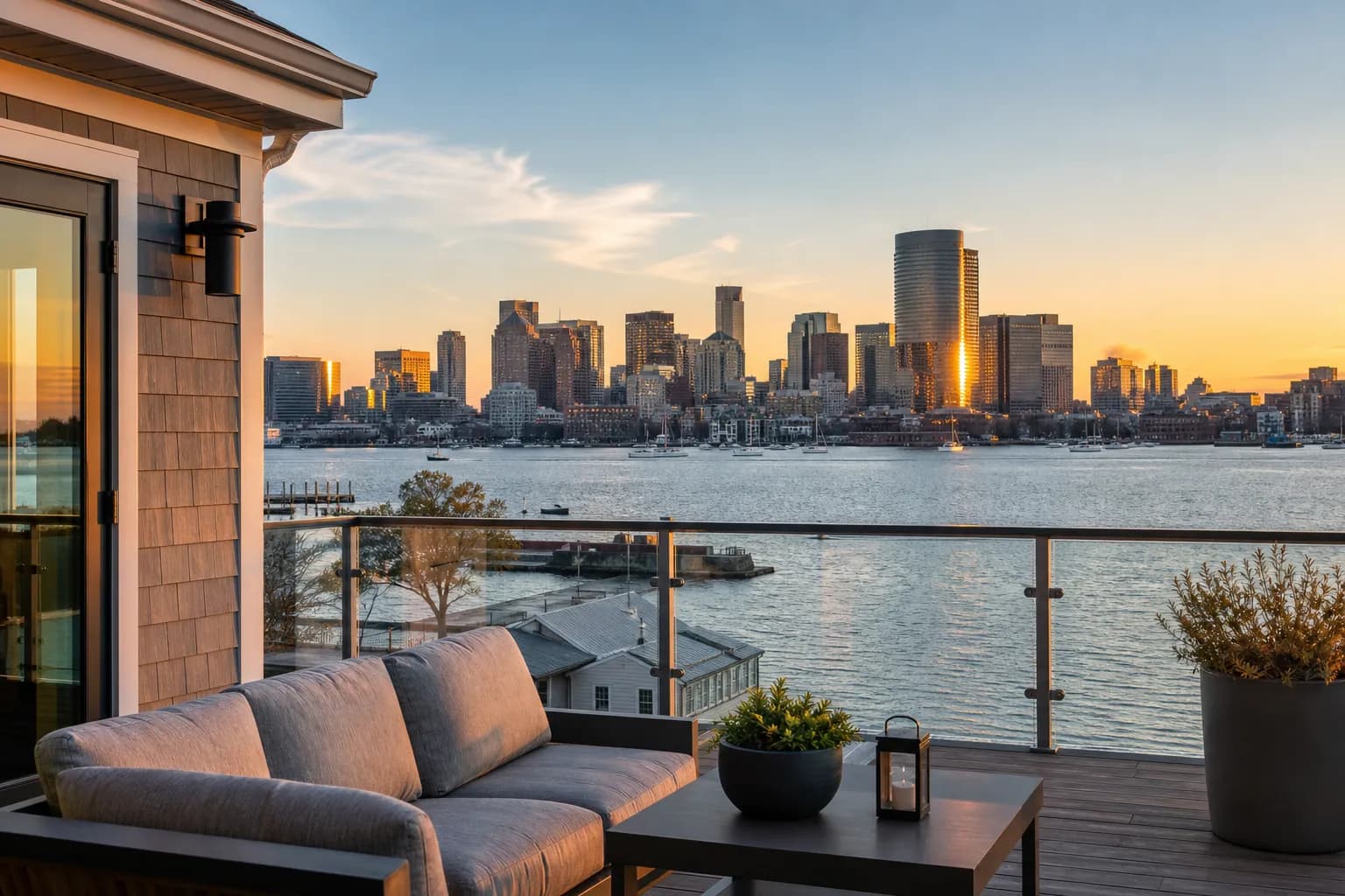 The Boston skyline across the harbor
